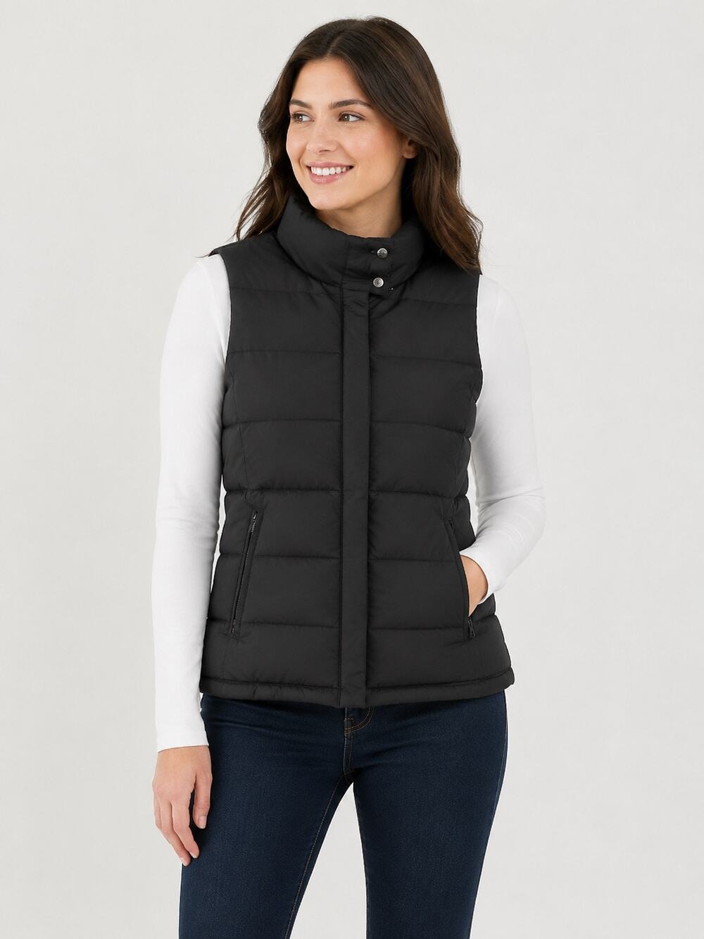 Mossimo Women’s Large Black Down Feather Puffer Vest Zip Pockets